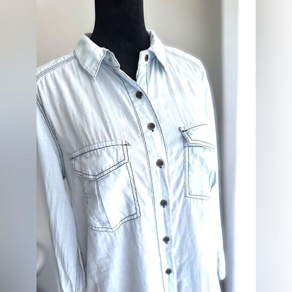 Free People Last Chance Chambray Button Down Shirt Size XS - Picture 8 of 12